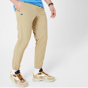 Lacoste Men's Club Golf Athleisure Khaki Tapered Jogger Chino Pants